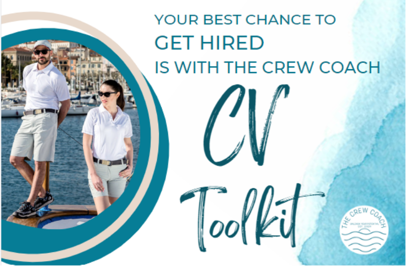 Two crew members and text: get hired